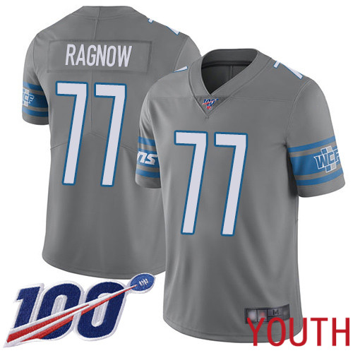 Detroit Lions Limited Steel Youth Frank Ragnow Jersey NFL Football #77 100th Season Rush Vapor Untouchable->youth nfl jersey->Youth Jersey